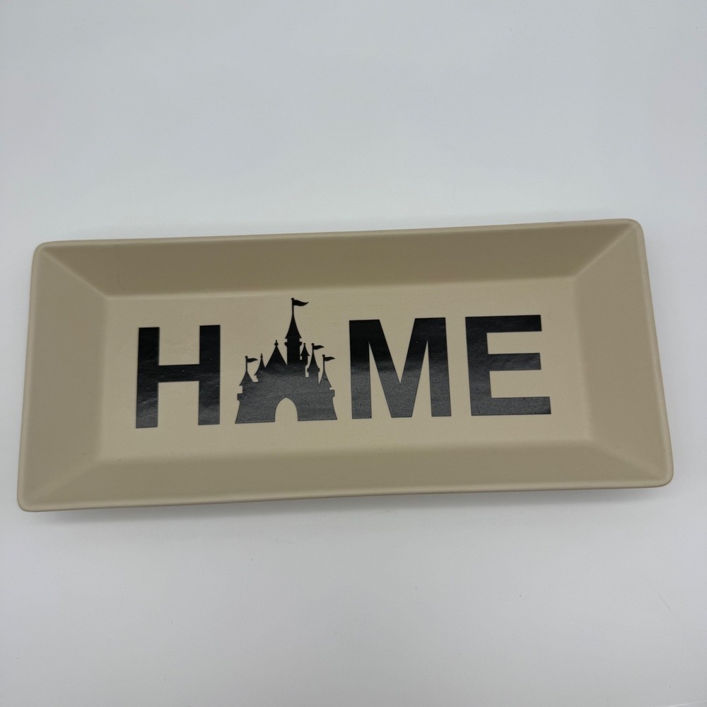 Disney Parks HOME Castle Stoneware Rectangular Serving Tray Plate Cream Black